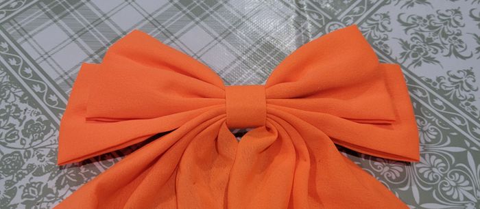 BARETTE CHEVEUX NOEUD ORANGE FLUO ! NEUF ! - photo numéro 2