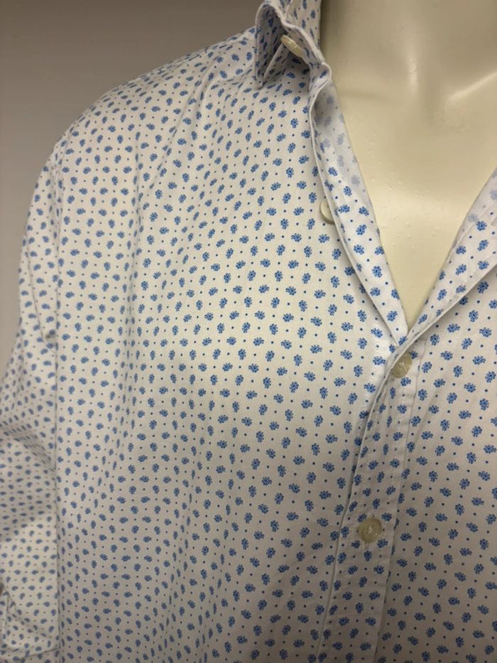 Chemise blanche à motif bleu café coton taille 42 - photo numéro 9