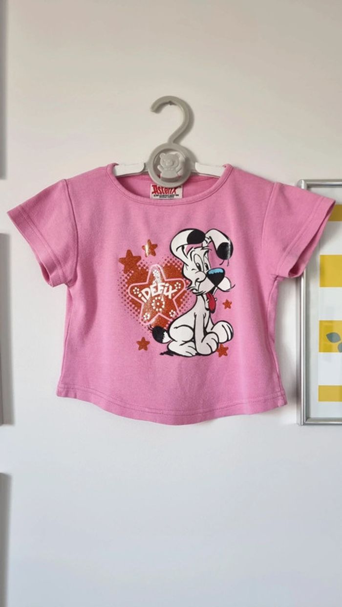 T-shirt rose astérisque idefix pailleté taille 3ans