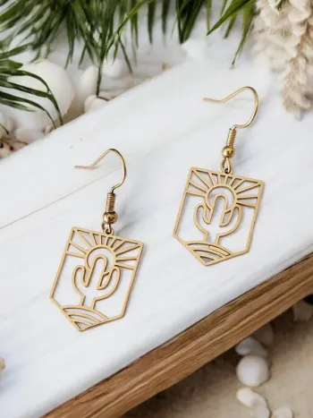 Boucles d'oreilles cactus désert  - acier inoxydable - tendance bohème 🌵