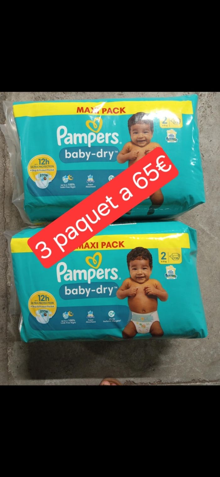 3 paquet de couche pampers taille 2 a 65€