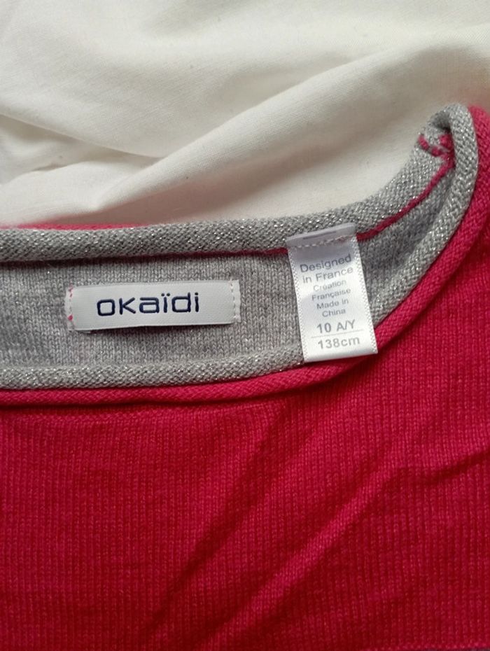 Pull rose manches longues Okaïdi 10 ans 5€ neuf - photo numéro 2