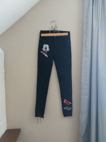 Jean skinny noir floqué Mickey