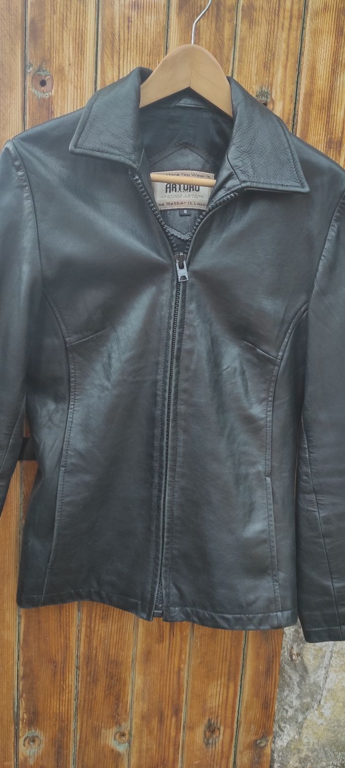 Veste en cuir d'agneau arturo taille S - photo numéro 2