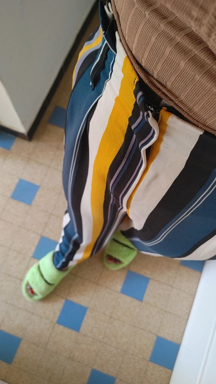 Pantalon rayé jambes large taille haute - photo numéro 6