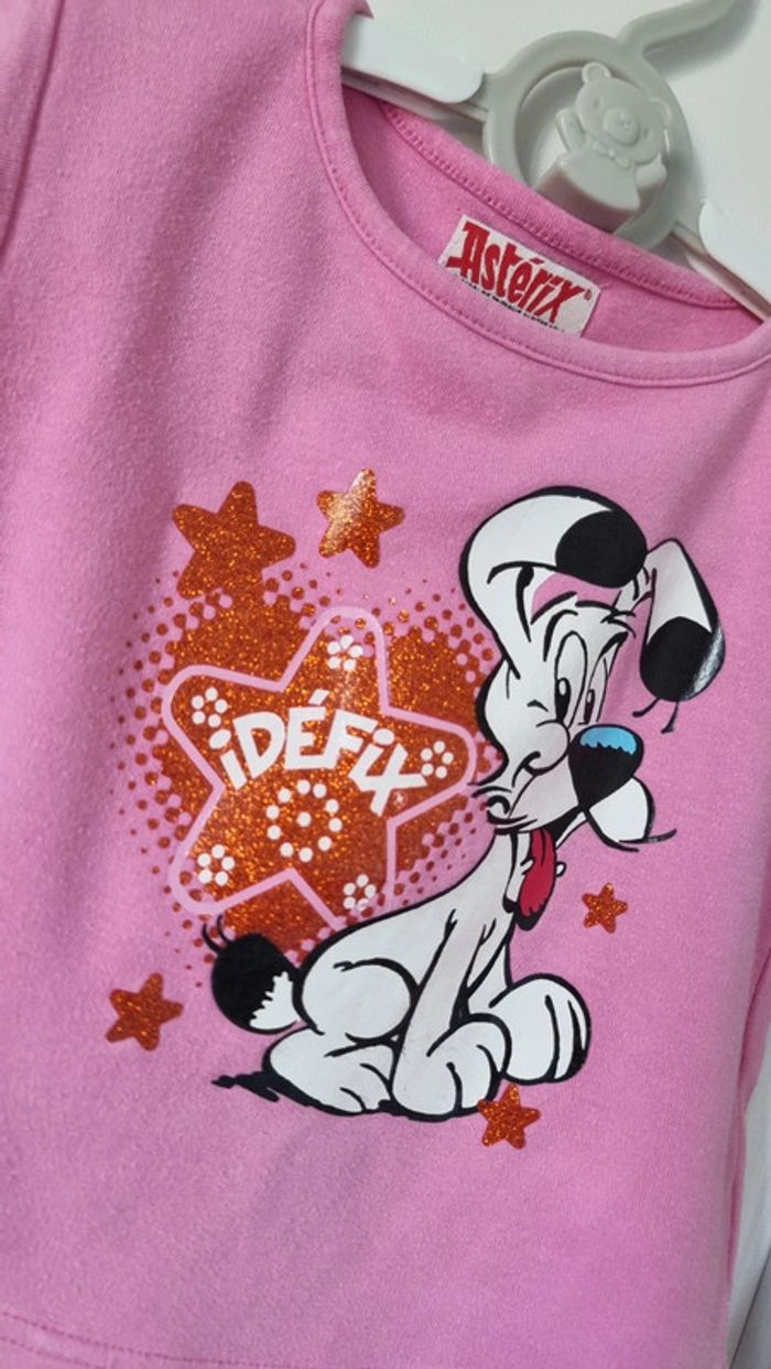T-shirt rose astérisque idefix pailleté taille 3ans - photo numéro 4