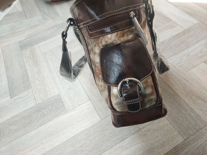 Sac à main neuf simili cuir doré marron croco - photo numéro 4