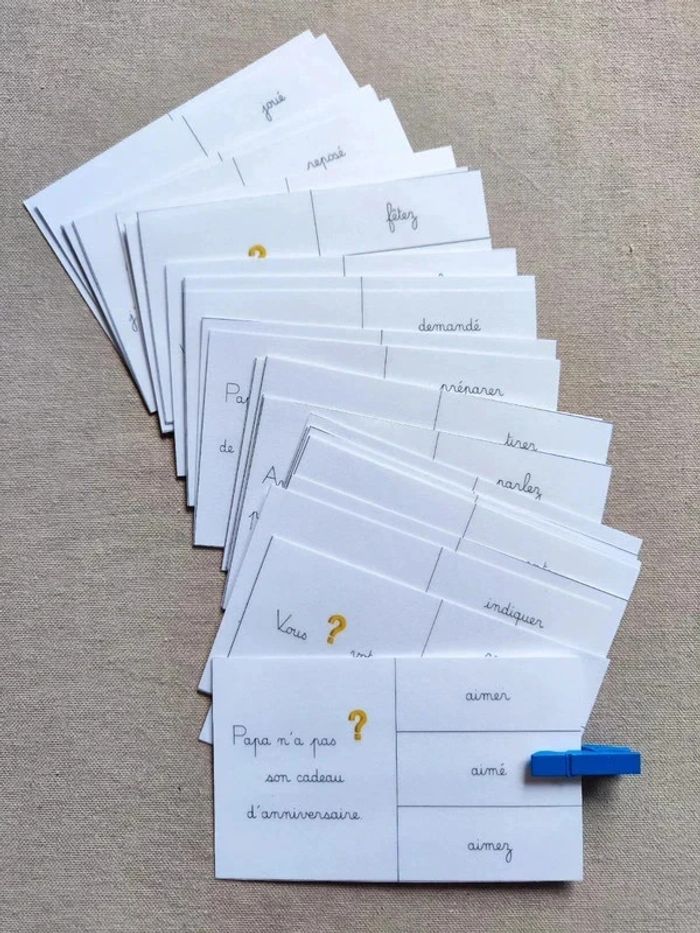 32 cartes à pince terminaisons en -é, -er, -ez