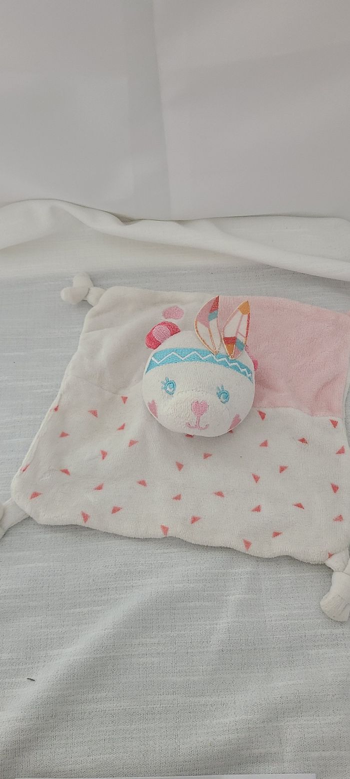 Doudou plat Ours indien rose blanc SIPLEC LECLERC - photo numéro 2