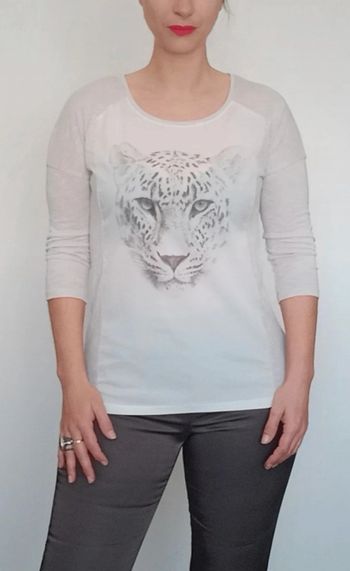 Blouse blanche fluide motif tigre taille 36