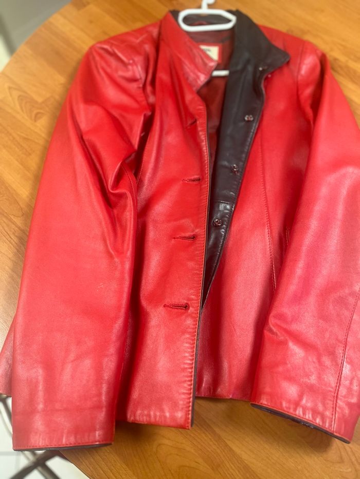 Veste cuir femme rouge - photo numéro 3