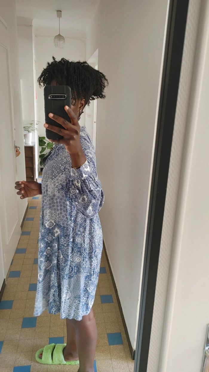 Robe casual légère à Motif bleu et blanc - photo numéro 5