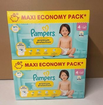 2 cartons de couches Pampers premium taille 4