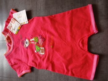 combishort barboteuse fille en coton DPAM 60 cm 3 mois