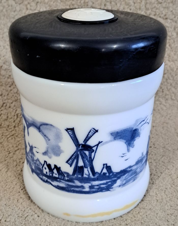 🍽 Pot en opaline décors moulins et bateaux