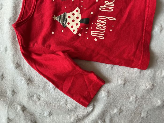 teeshirt manches longues rouge de Noël 3 mois - photo numéro 4