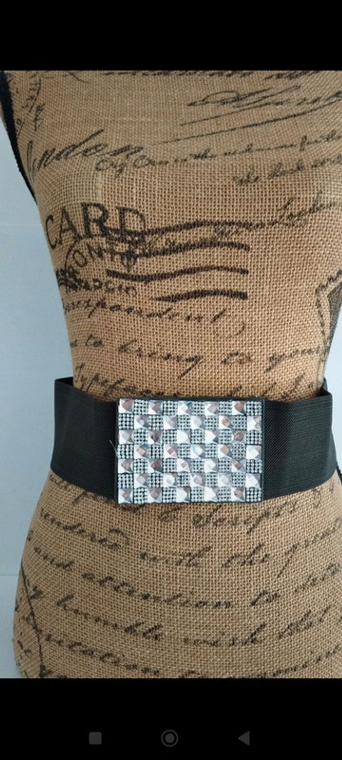 Ceinture élastique verte argenté femme 80 cm - photo numéro 3