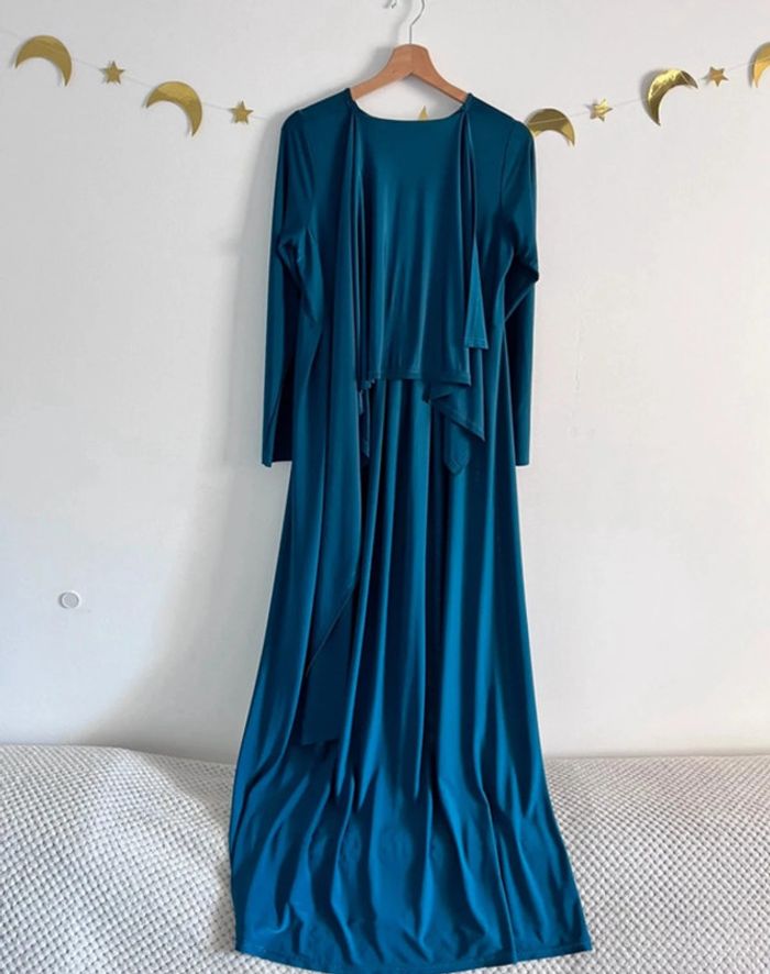 Robe Longue En Bleu Pétrole Taille M/L - photo numéro 3