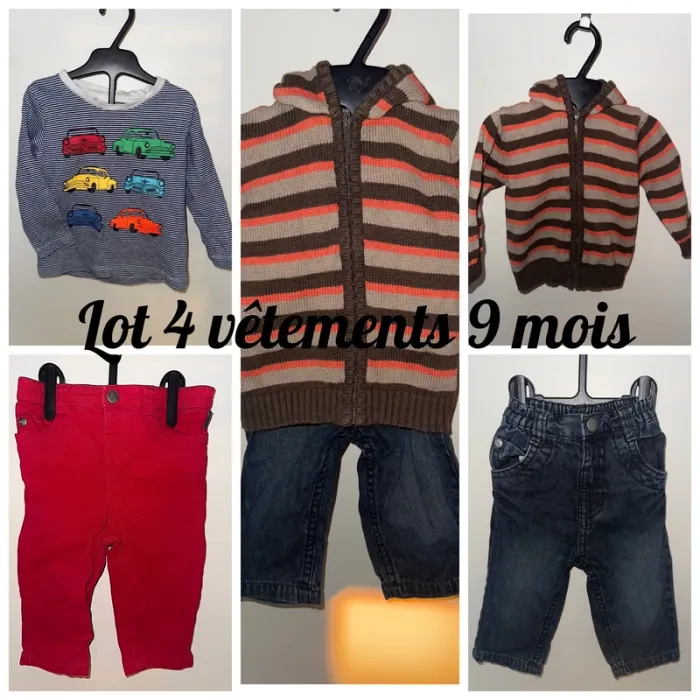 Lot de 4 vêtements en taille 9 mois