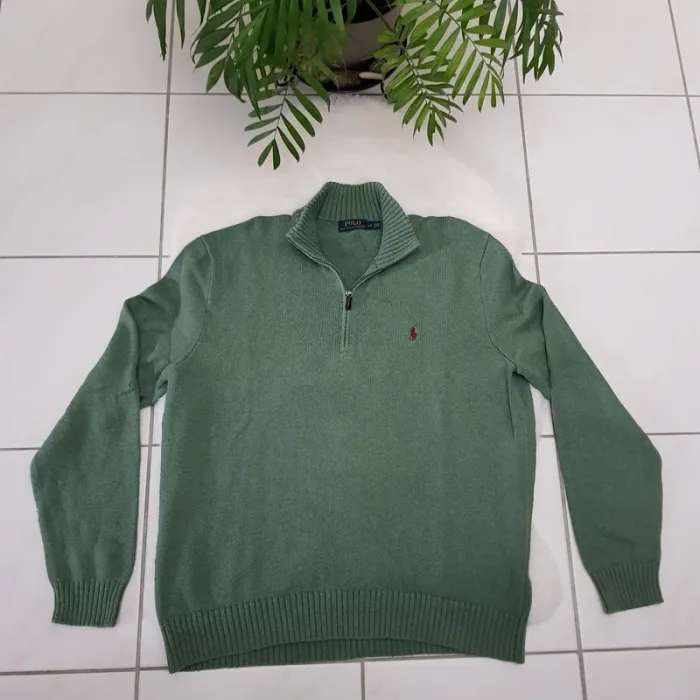 Pull Camionneur half demi zip Ralph Lauren L Vert - photo numéro 2
