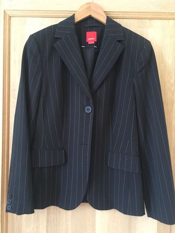 Veste tailleur manches longues femme Esprit noir rayé blanc