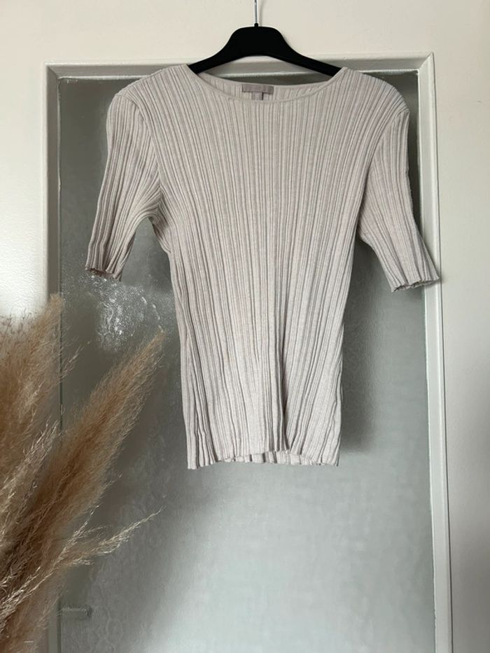 Top manche longue crème rayure S h&m