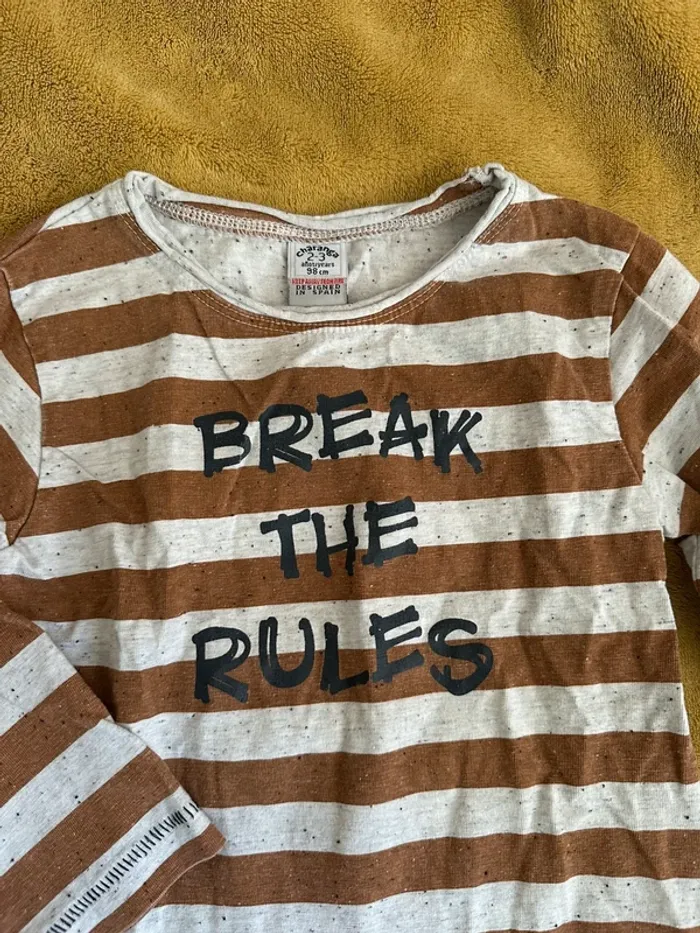 Teeshirt manches longues break the rules 3 ans - photo numéro 2