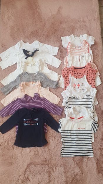 Tee-shirt manches courtes / tee-shirt manches longues fille 3 mois très bon état