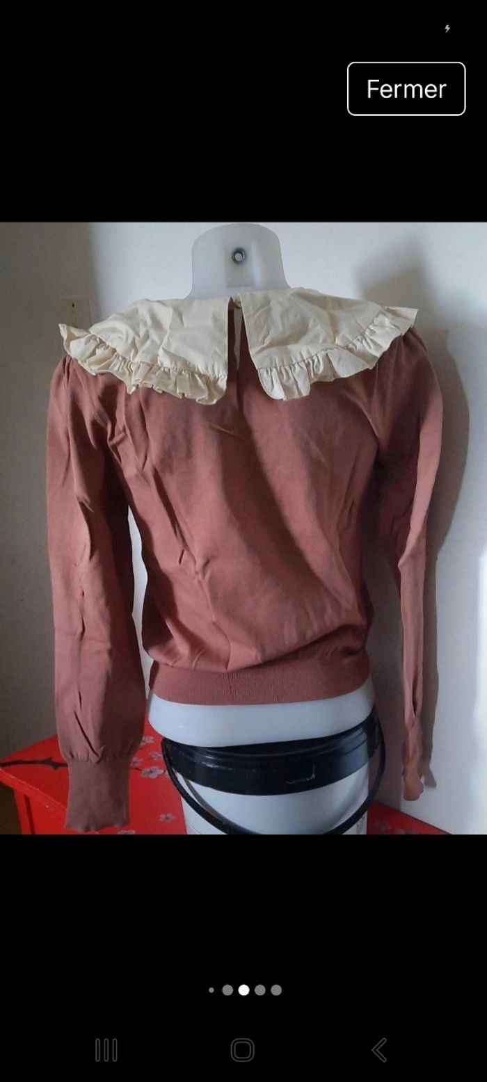 Pull manches longues avec un grand col Claudine de chez zara - photo numéro 3