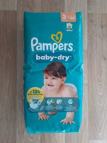 50 Couches Pampers baby-dry paquet neuf taille 3 soit 6/10kg quantité 50