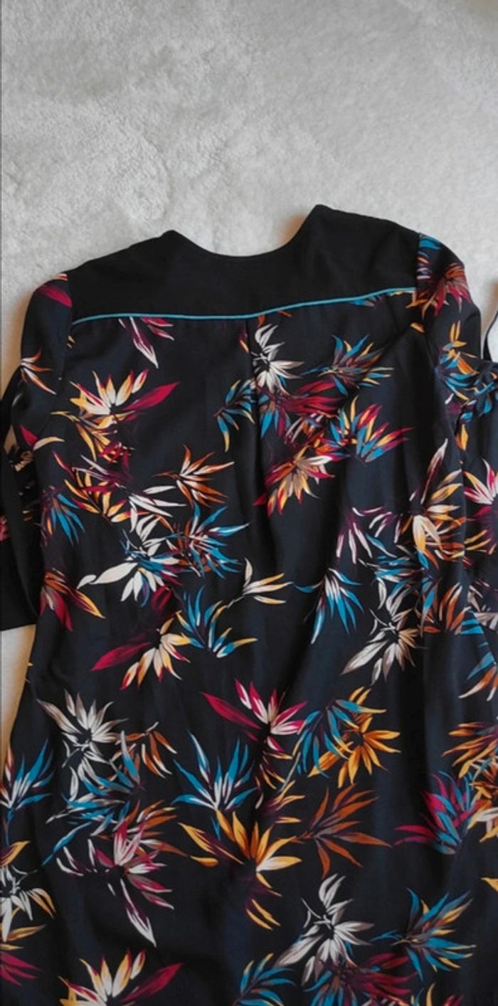 Robe légère et fluide Christine Laure T3 noir motif feuillage coloré - photo numéro 10