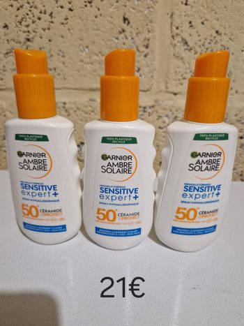 Lot de 3 creme solaire garnier sensitive expert + 3x150ml