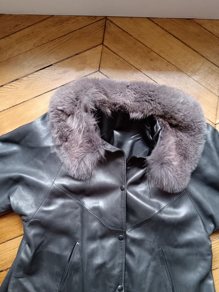 Manteau vintage intersaison cuir 40 - photo numéro 3