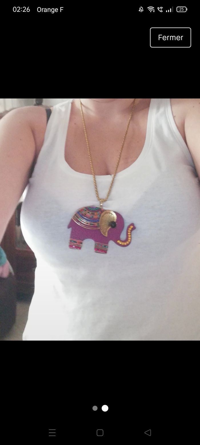 Collier neuf fait main Éléphant cuir et perles - photo numéro 2