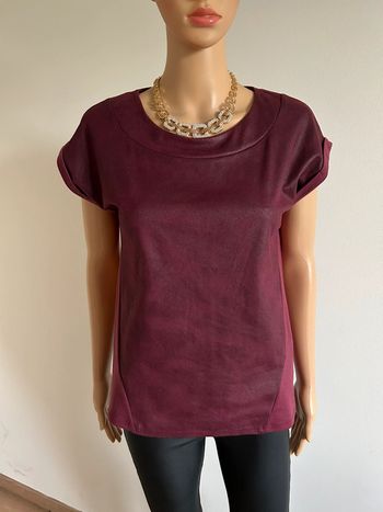 Blouse bordeaux à manches courtes Naf Naf taille S état satisfaisant (avec défaut)
