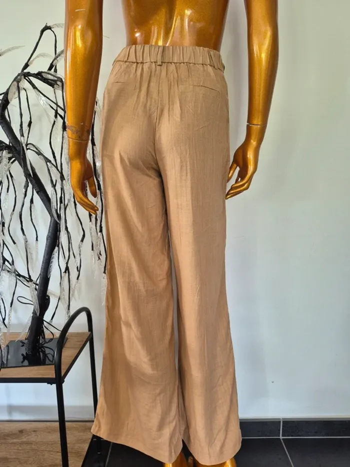 Pantalon Large Beige Femme Taille L/40 - photo numéro 2