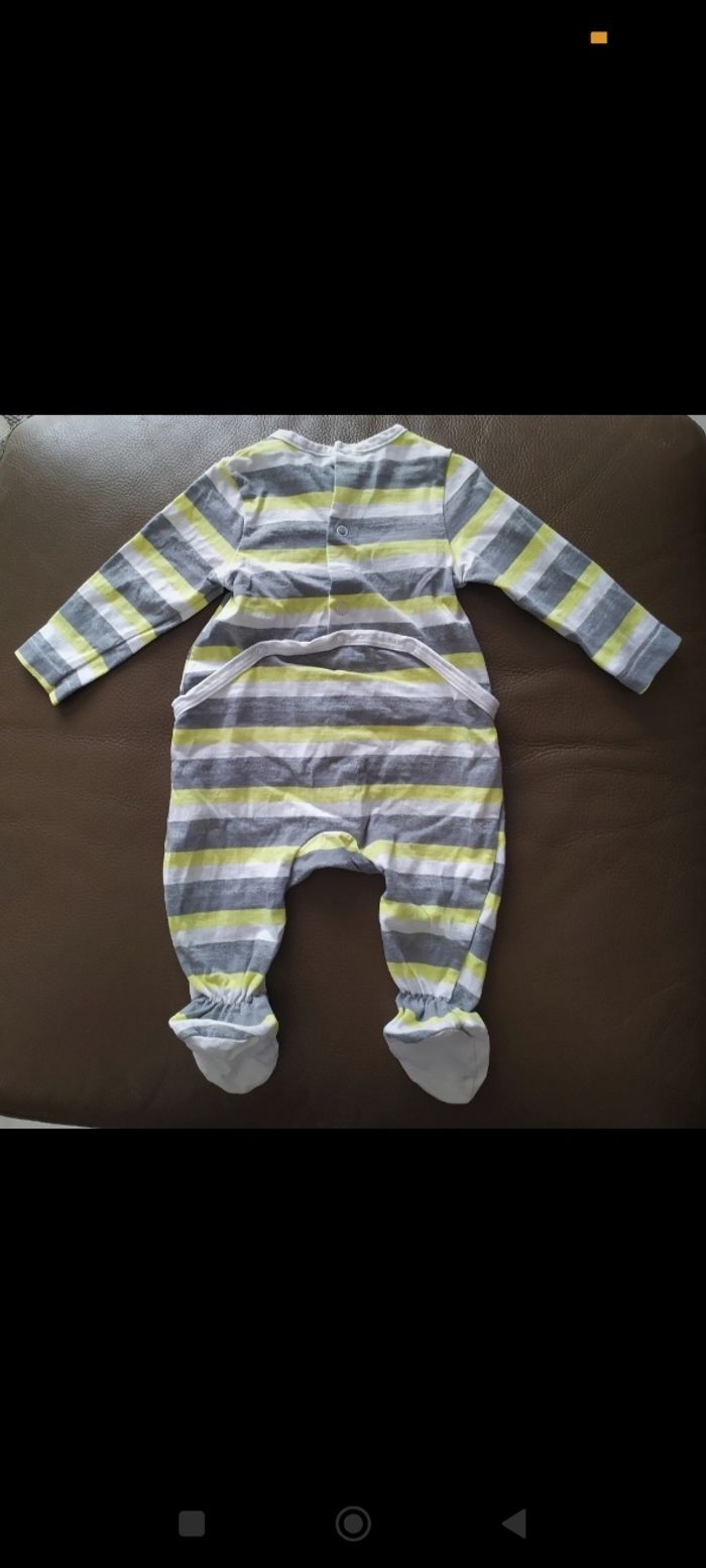 Pyjama jersey à rayures 6 mois - photo numéro 2