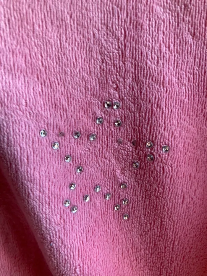 Superbe gilet zippé à capuche en velours rose jamais porté - photo numéro 3