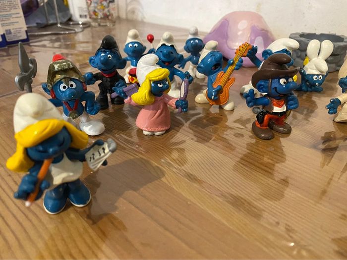Lot de 23 schtroumpfs + escagot +accessoires toit maison et bas de puit peyo vintage 1971.. - photo numéro 6