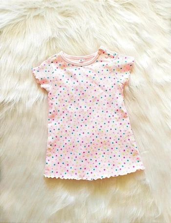 Jolie robe tee-shirt coton bébé fille avec pois 3 mois