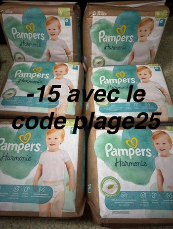 Six pack de couches Pampers taille 6 harmonie