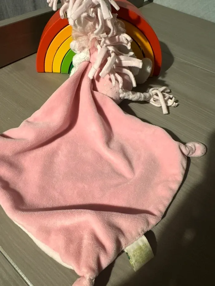 Doudou Licorne rose blanc mouchoir Lili Nicotoy SIMBA - photo numéro 5