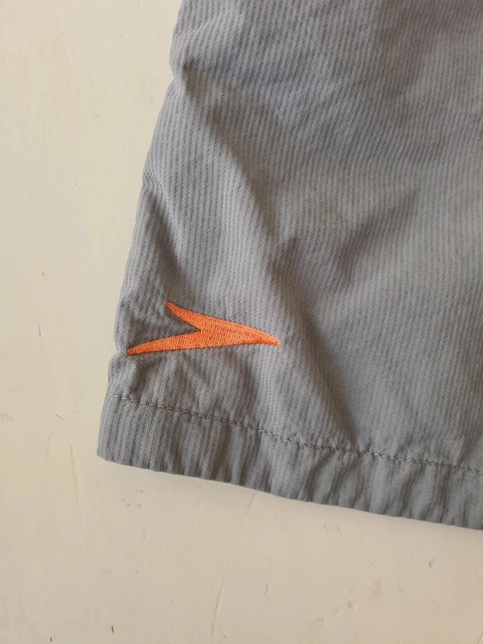 Caleçon short de bain Speedo, taille S, olive/vert foncé avec déco orange et blanc, piscine, bermuda - photo numéro 4