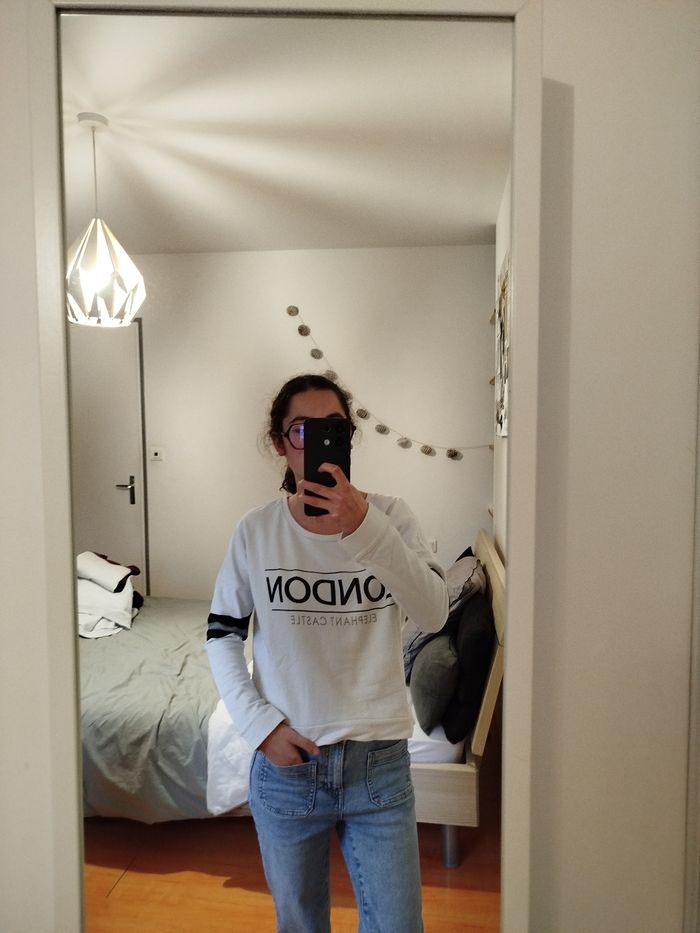 Sweat blanc LONDON taille S Jennyfer