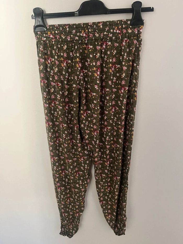 Pantalon kaki fleuri décontracté taille unique - photo numéro 2