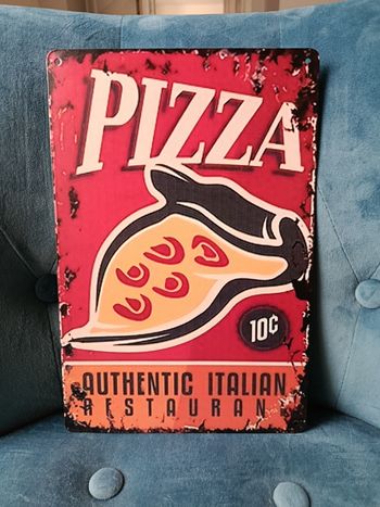 Plaque métal Pizza neuve 20x30cm