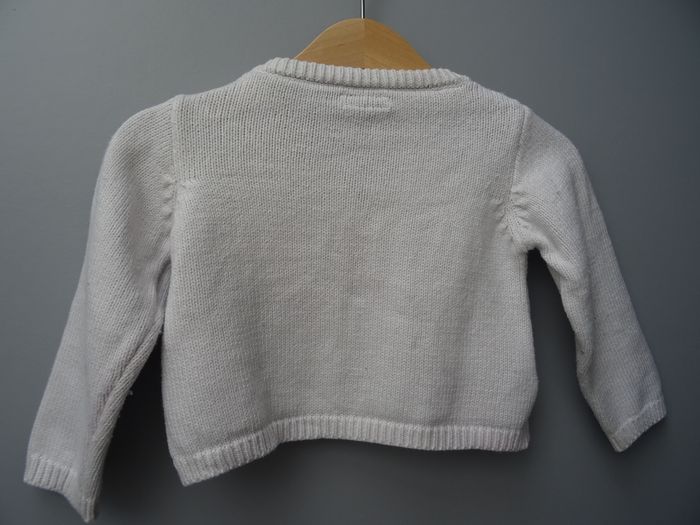 Gilet blanc à torsades 6 mois - photo numéro 3