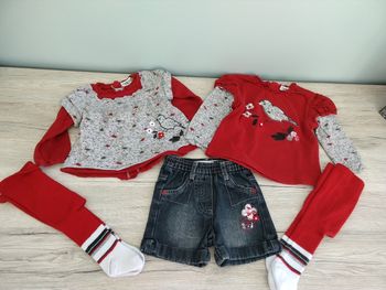 Ensemble tee-shirt manches longues et short fille 9 mois 