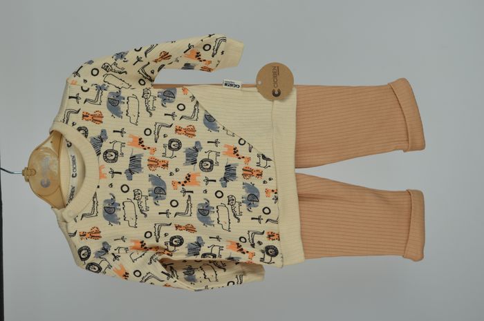 Ensemble Bébé Mixte 6–9 Mois Safari – Tenue Adorable Coton Côtelé Sable & Terracotta - photo numéro 2
