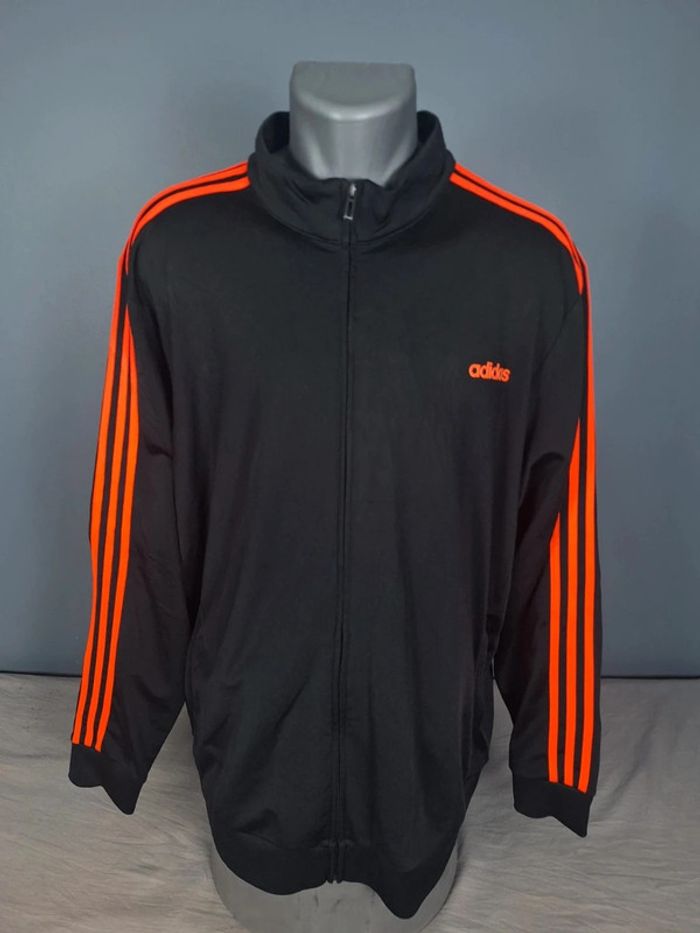 Veste Adidas vintage noire – bandes rouges – taille XXL (602)